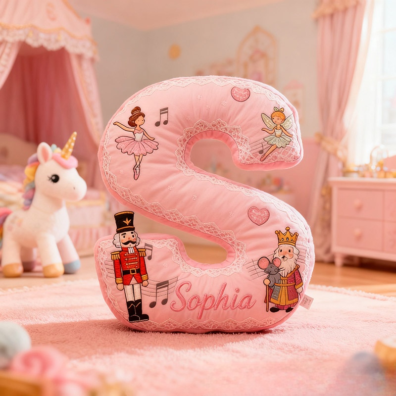 Personalized Graphic 3D Print Nutcracker Ballet Dance Pillow With Your Own Name Soft Stuffed Toy for Kids Unique Decorative Cushion for Girls' Room