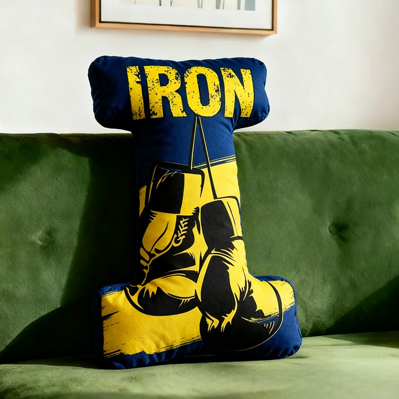 Personalized Letter Pillow Graphic 3D Print Multicolour Boxing Gloves Funny Letter Pillow Custom Name Pillow Comfortable Christmas Decor for Gym Lovers