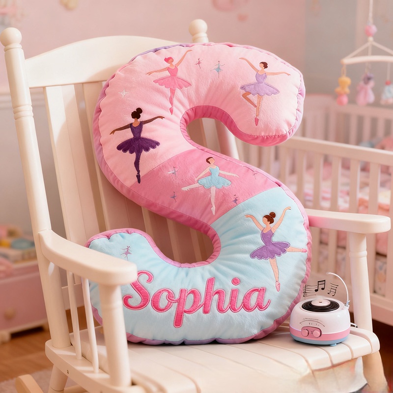 Personalized Graphic 3D Print Ballet Dancer Pillow With Your Own Name Soft Stuffed Toy for Kids Unique Decorative Cushion for Girls' Room