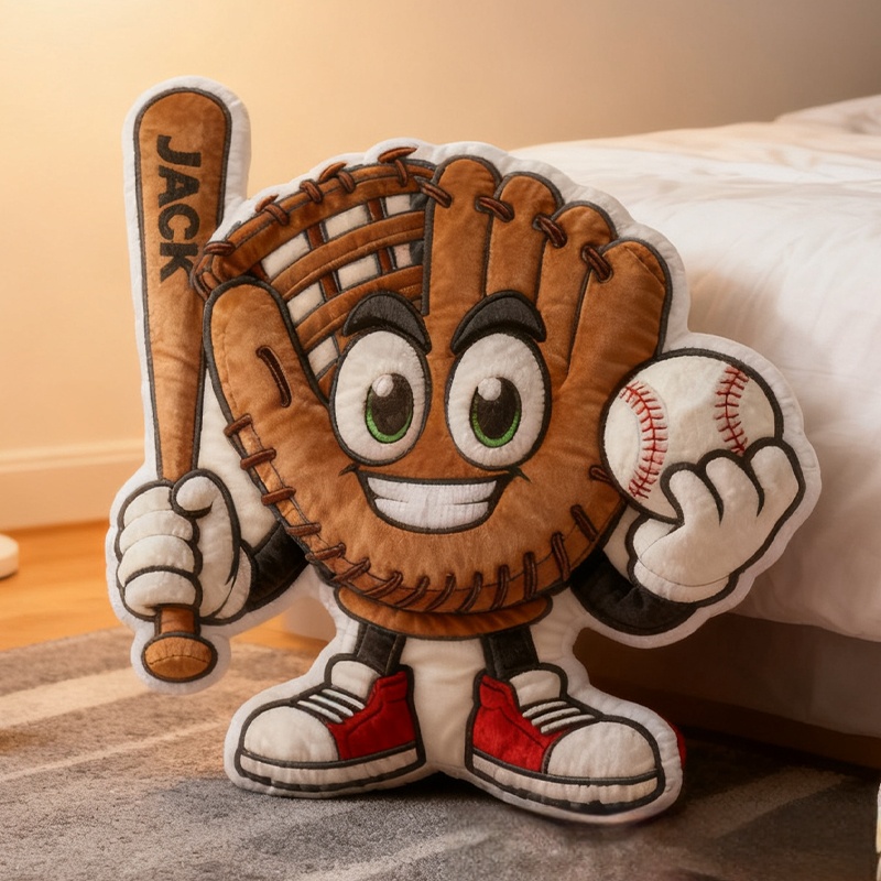 Personalized Baseball Glove Pillow with Custom Name Fun Gift for Baseball Fans