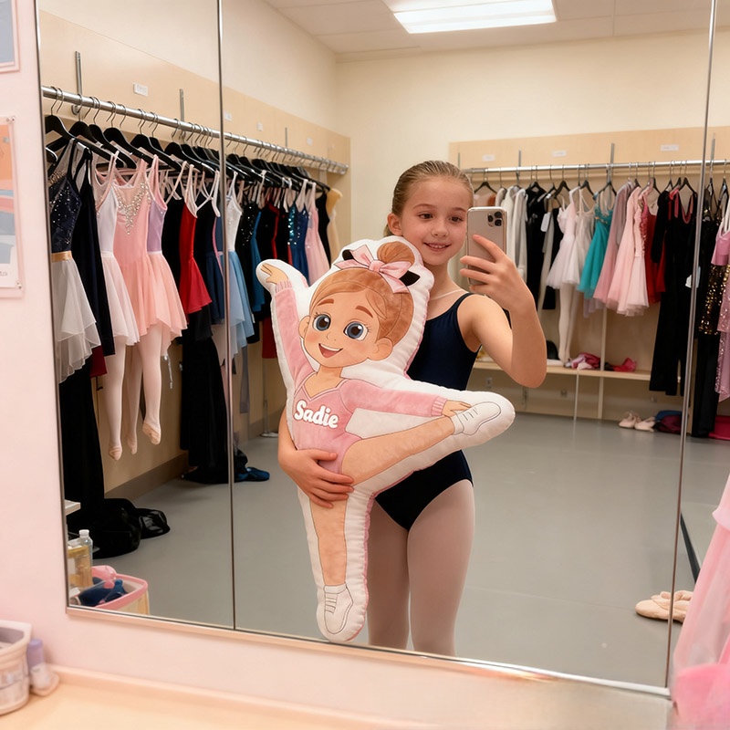 Personalized Gymnastics Pillow with Your Name Soft Stuffed Toy for Kids Unique Decorative Cushion for Girls' Room