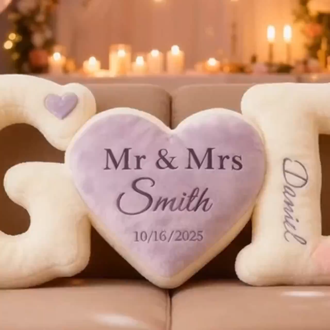 Personalized Couple's Letter Pillow Sets with Photo for Valentine's Day Gifts