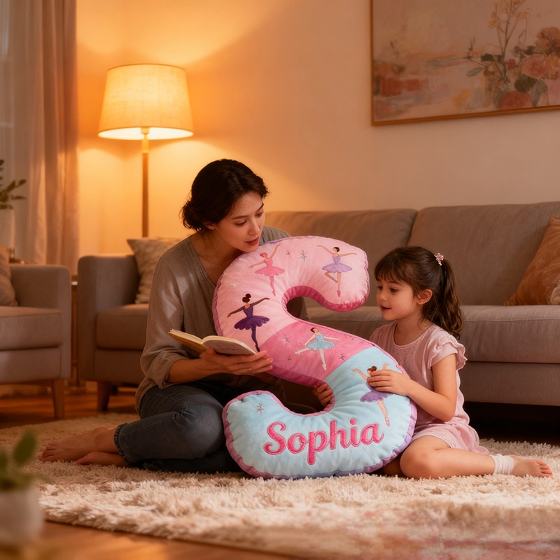 Personalized Graphic 3D Print Ballet Dancer Pillow With Your Own Name Soft Stuffed Toy for Kids Unique Decorative Cushion for Girls' Room