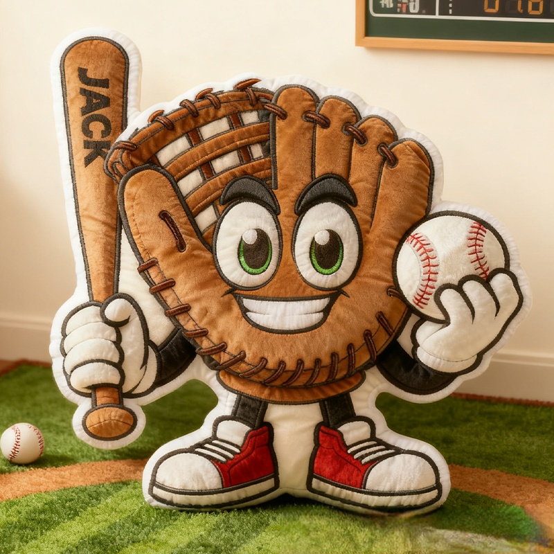 Personalized Baseball Glove Pillow with Custom Name Fun Gift for Baseball Fans