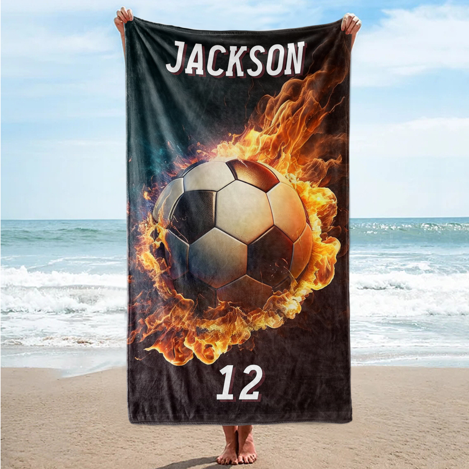 Personalized Kids Football Beach Towel For Summer&Beach|DYTowel115