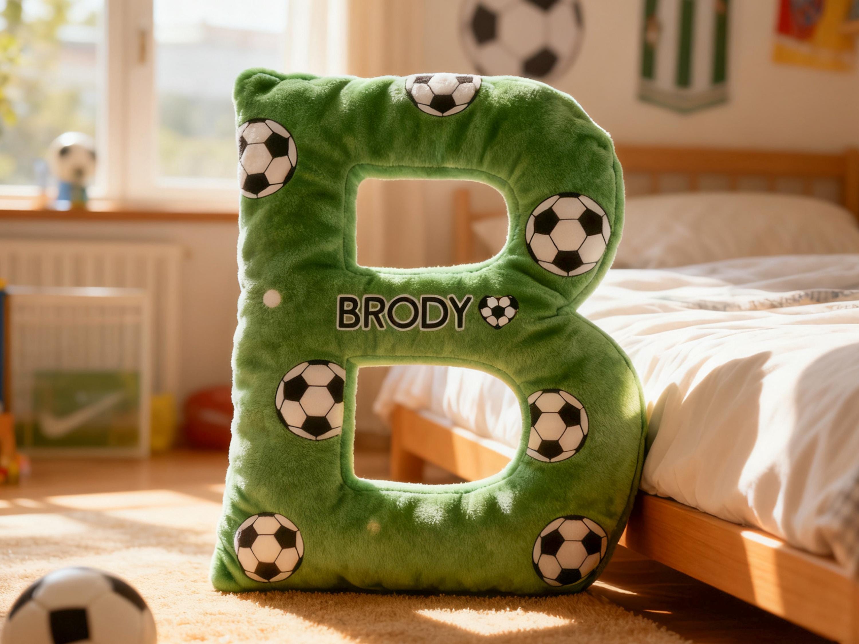Personalized Soccer Letter Pillow,Custom Initial Pillow with name,Football Lover Fans Gift,Xmas Gift,2026 World Cup Gift for Soccer Players
