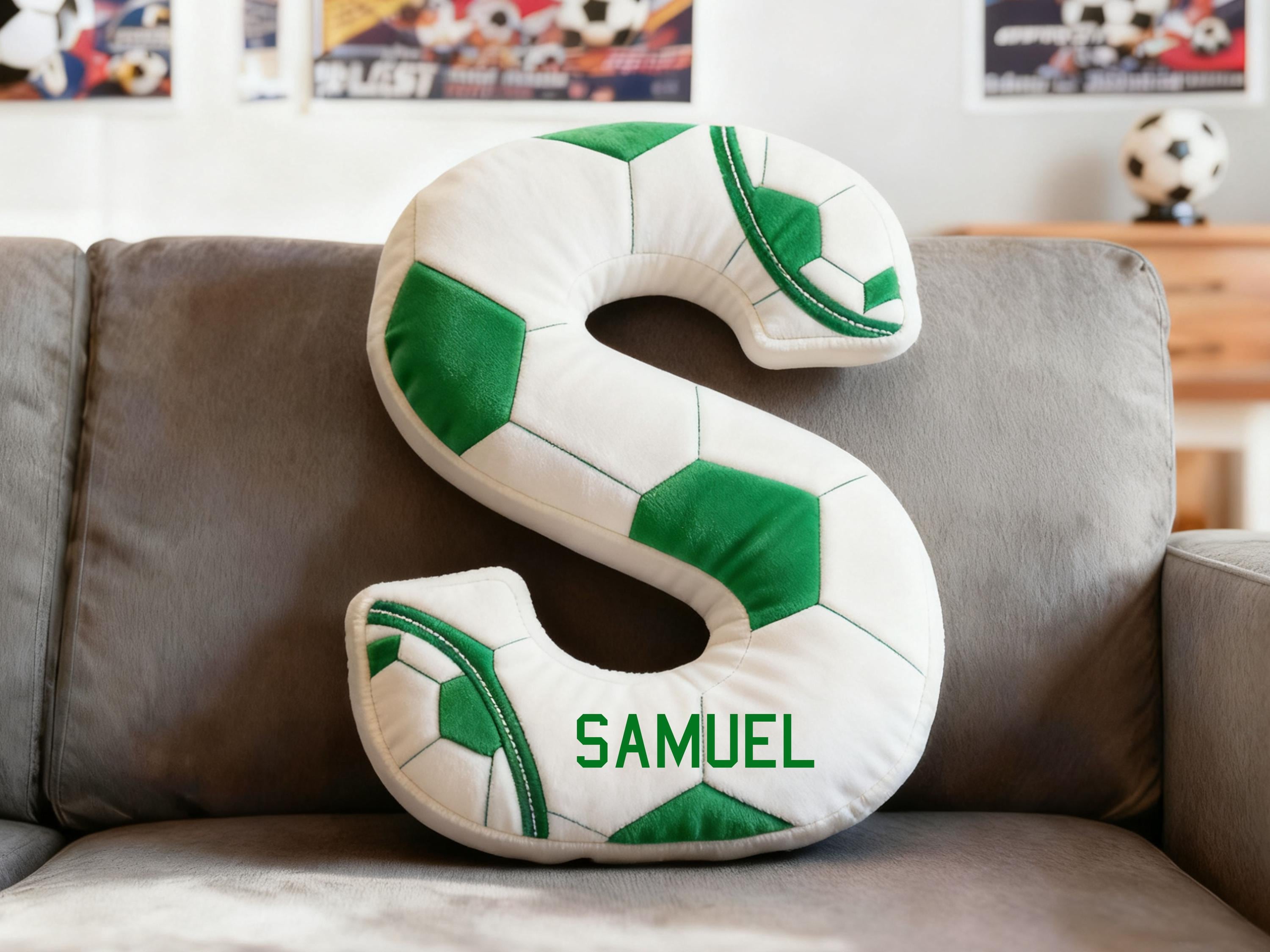 Personalized Letter Pillow with name 3D Soccer Pillow ,Custom Soccer Ball Letter Pillow 2026 World Cup Initial For Sport Lover Gifts