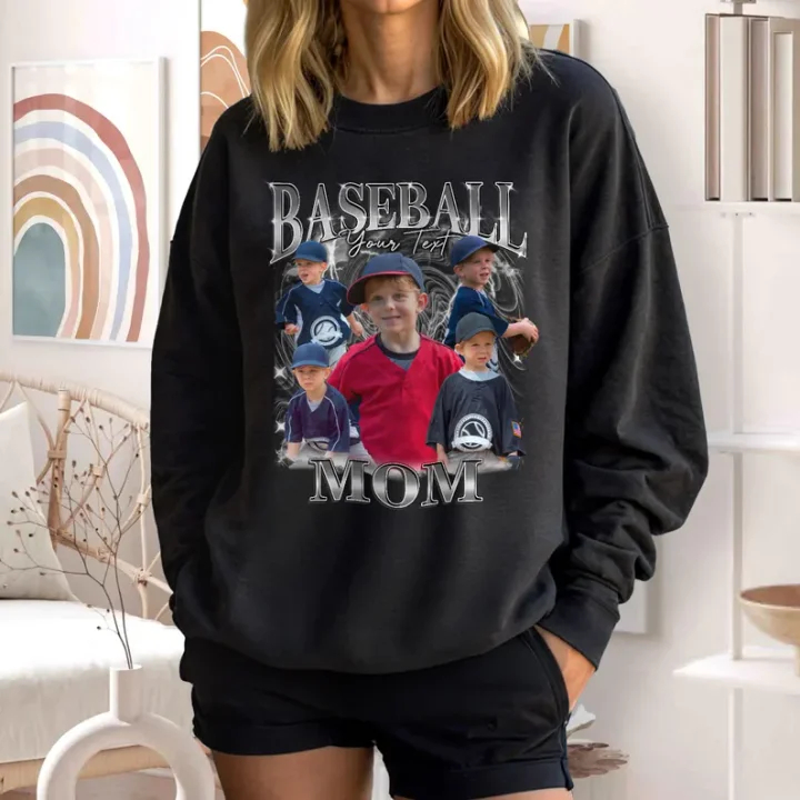 Custom Baseball Mom Shirts, Mothers Day Shirt, Bootleg Rap Tee, Custom Shirt With Faces On Them