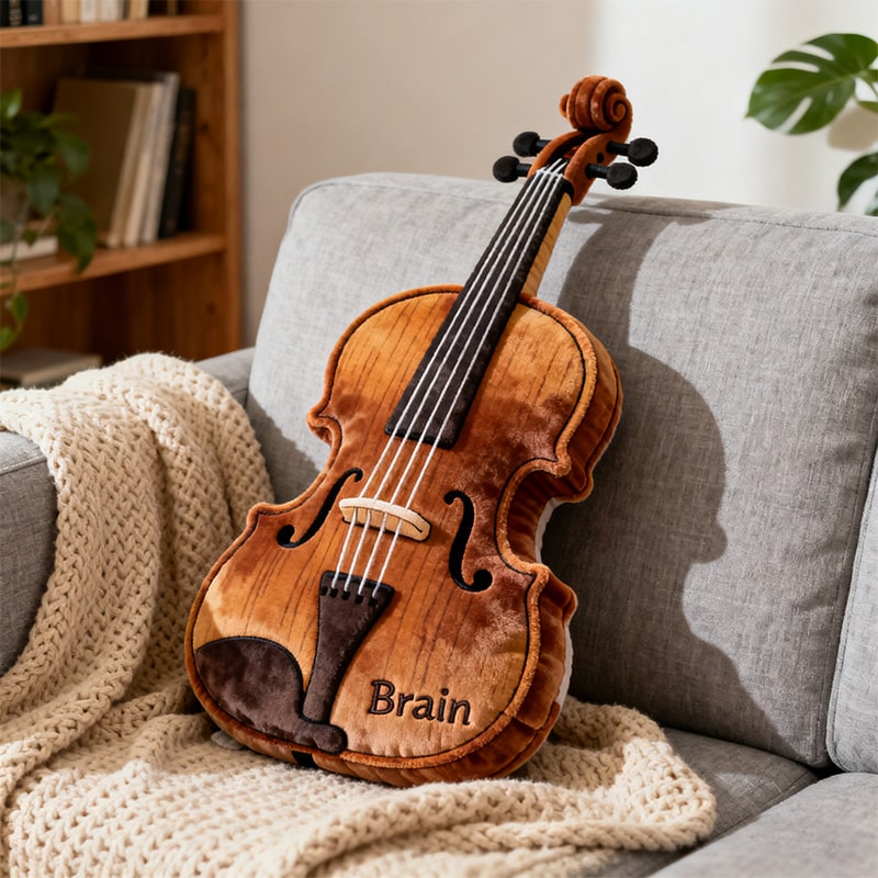 Personalized Classic Violin Printed Pillow With Name For Violin Lovers