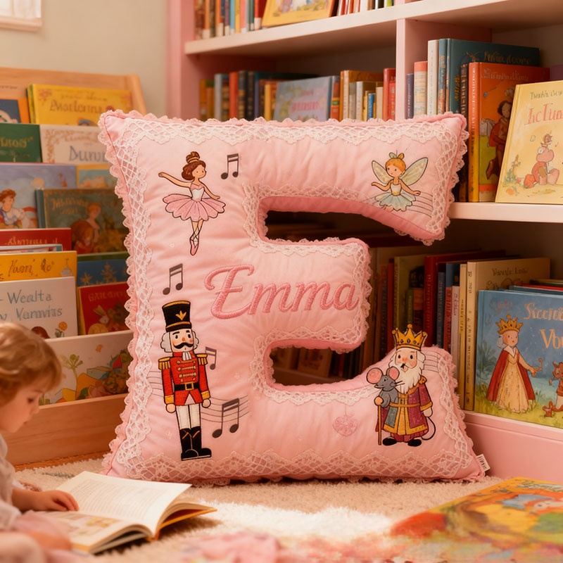 Personalized Graphic 3D Print Nutcracker Ballet Dance Pillow With Your Own Name Soft Stuffed Toy for Kids Unique Decorative Cushion for Girls' Room
