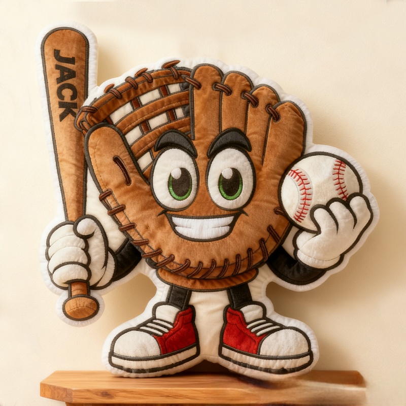 Personalized Baseball Glove Pillow with Custom Name Fun Gift for Baseball Fans
