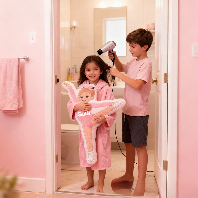 Personalized Gymnastics Pillow with Your Name Soft Stuffed Toy for Kids Unique Decorative Cushion for Girls' Room