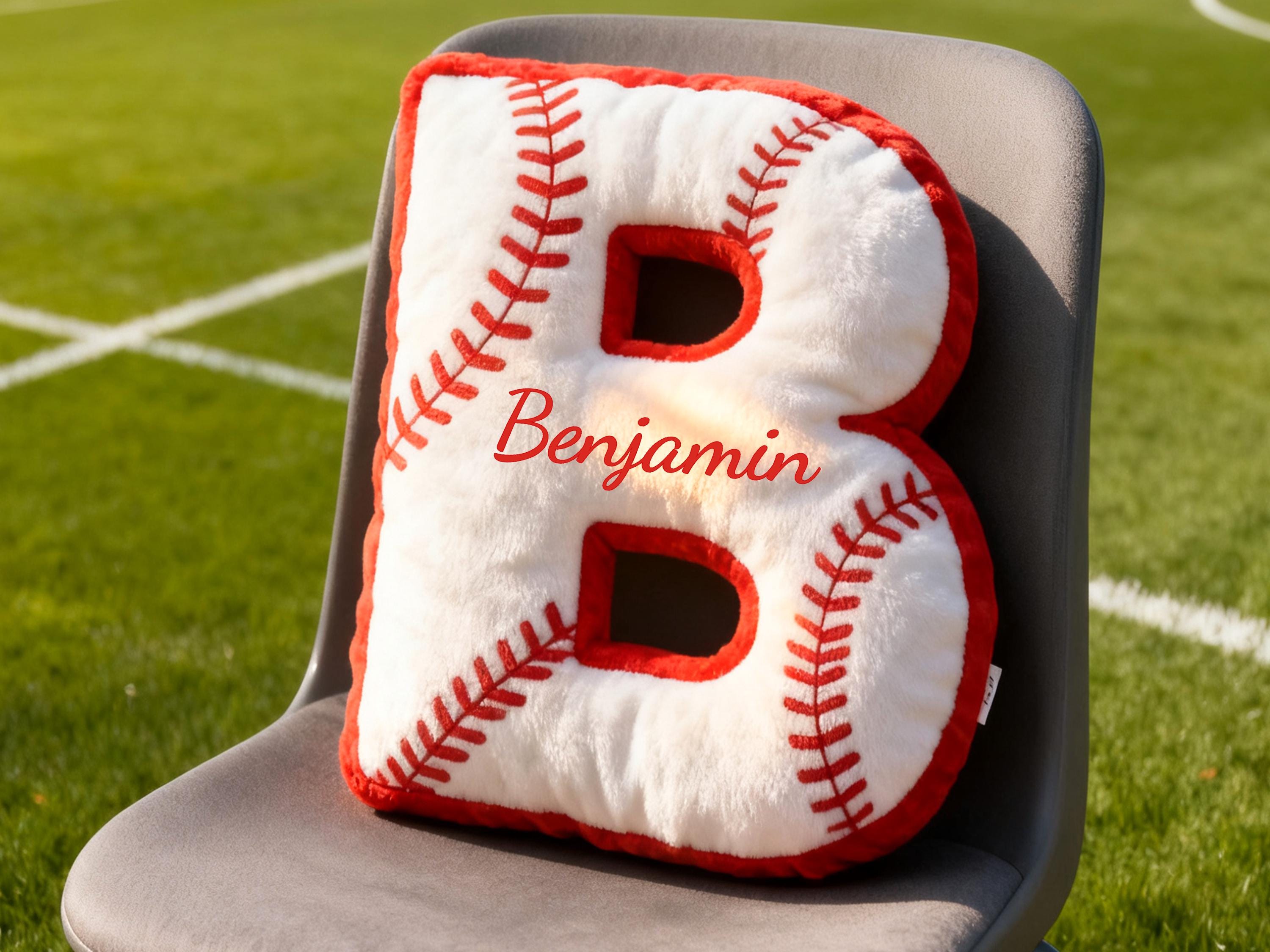 Personalized Baseball Letter Pillow,Custom Initial Sports Pillow,Basetball Lover Player Fans Gift,Xmas Gift for Basetball Players