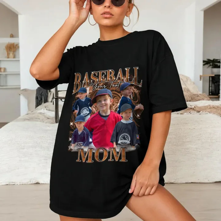 Custom Baseball Mom Shirts, Mothers Day Shirt, Bootleg Rap Tee, Custom Shirt With Faces On Them