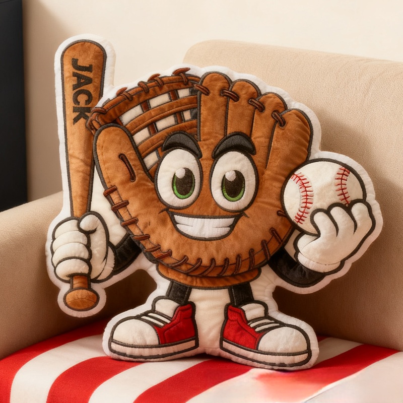 Personalized Baseball Glove Pillow with Custom Name Fun Gift for Baseball Fans