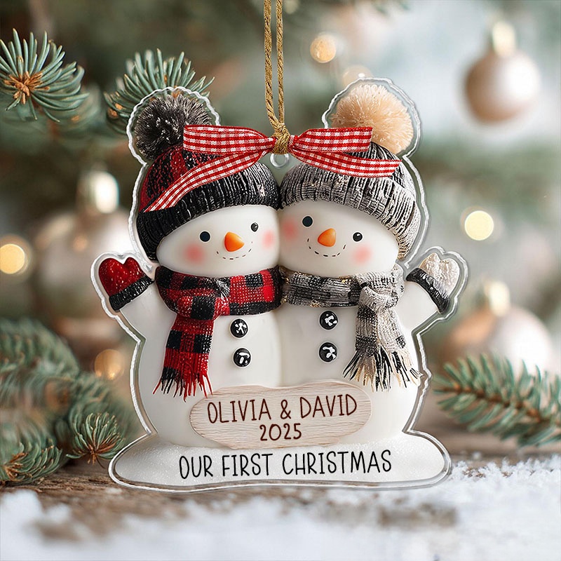 Personalized Acrylic Snowman Couple Ornament 2025 Mr and Mrs Christmas Ornament Gift Couple Holiday Decor