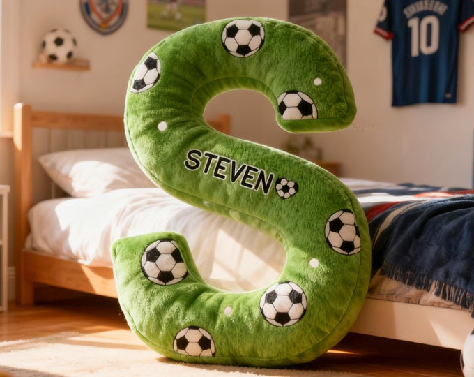 Personalized Soccer Letter Pillow,Custom Initial Pillow with name,Football Lover Fans Gift,Xmas Gift,2026 World Cup Gift for Soccer Players