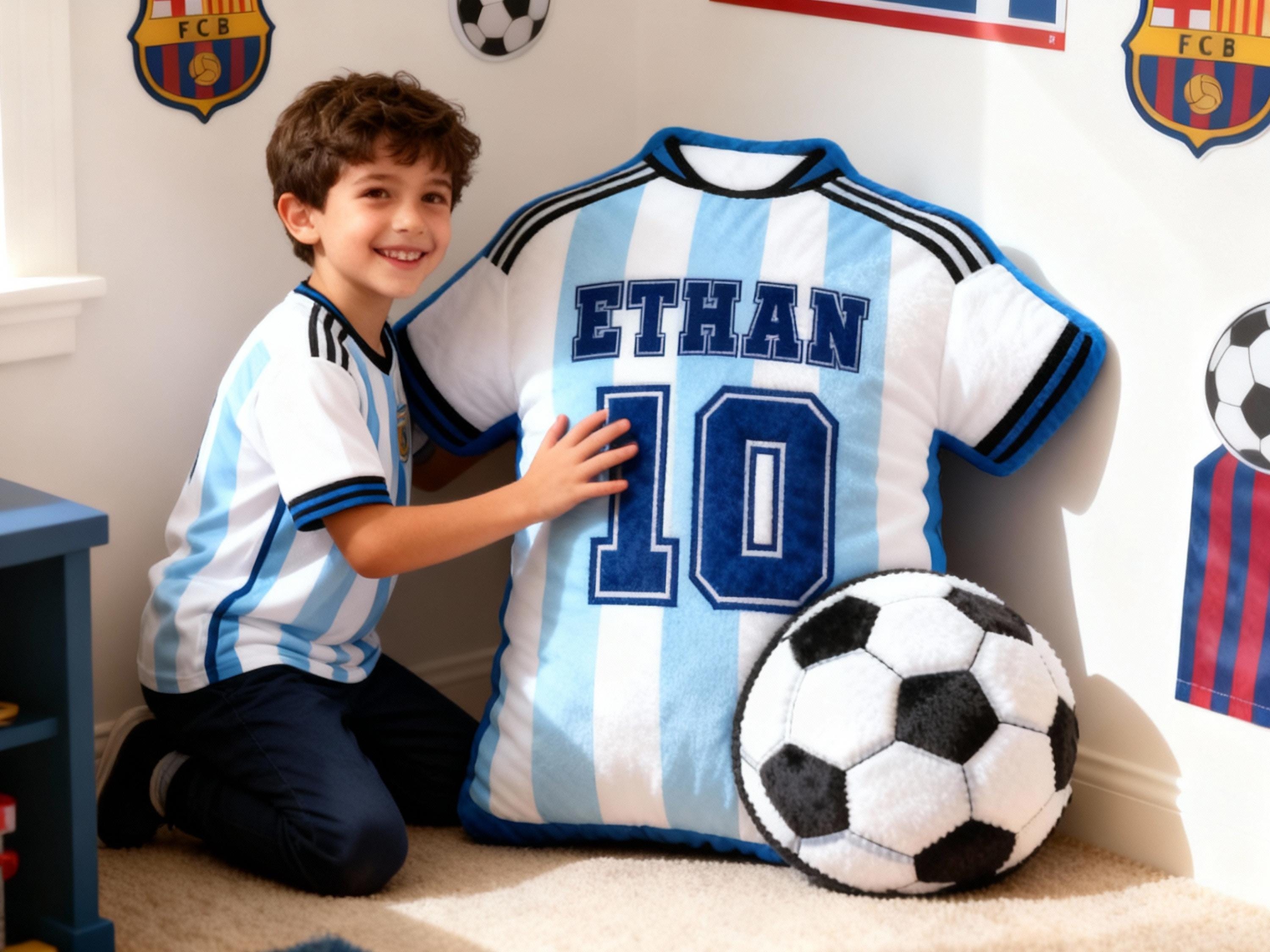 Personalized Graphic 3D Print Soccer Jersey Pillow with Custom Name and Number for Soccer Fans