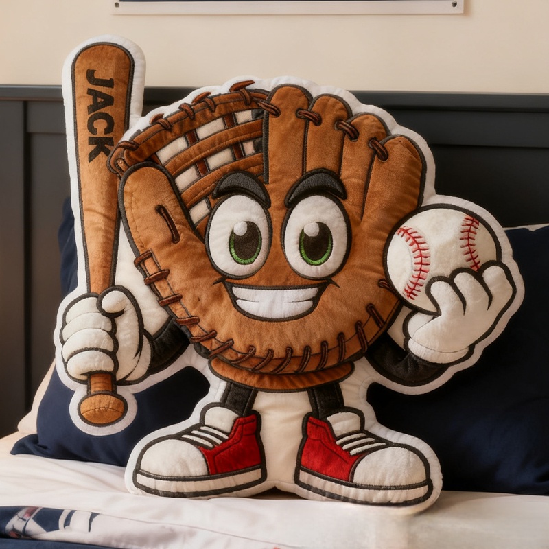 Personalized Baseball Glove Pillow with Custom Name Fun Gift for Baseball Fans