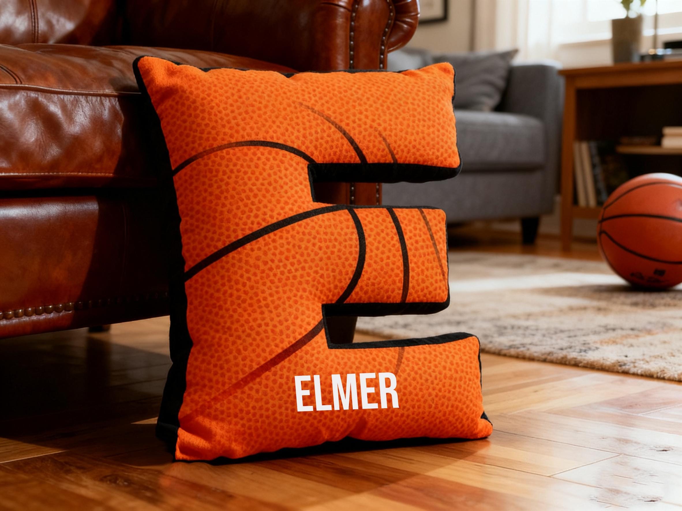 Personalized Initial Basketball Pillow with Custom Name For Basketball Lover Christmas Gifts