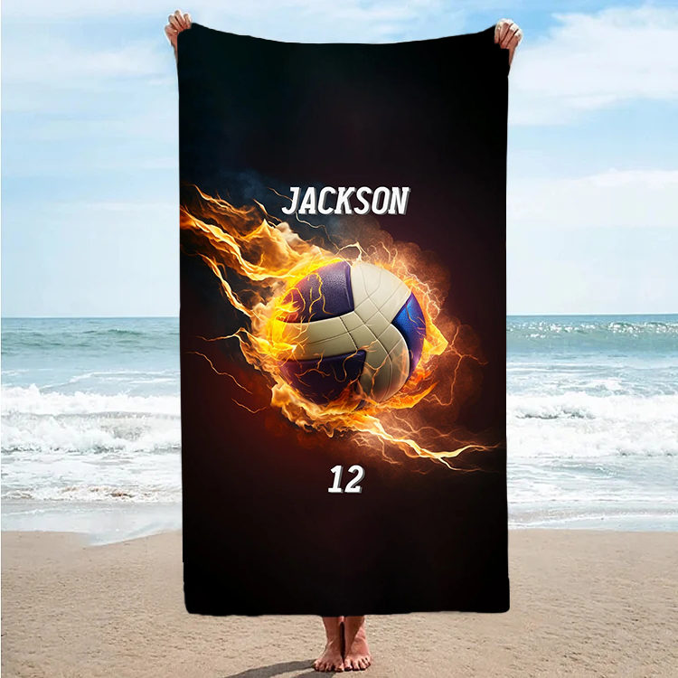 Personalized Kids Fire Volleyball Beach Towel For Summer&Beach|DYTowel120