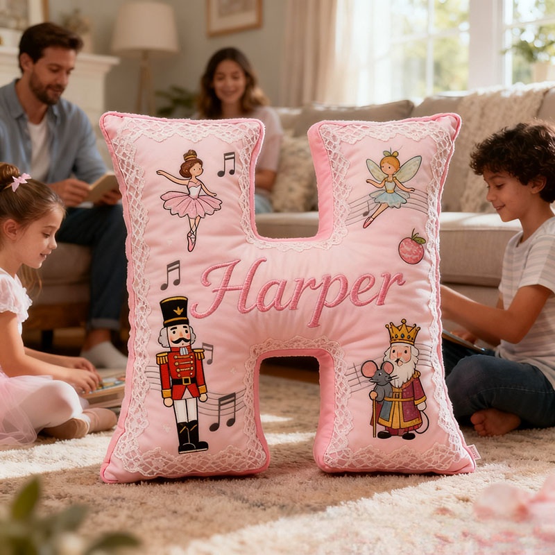 Personalized Graphic 3D Print Nutcracker Ballet Dance Pillow With Your Own Name Soft Stuffed Toy for Kids Unique Decorative Cushion for Girls' Room