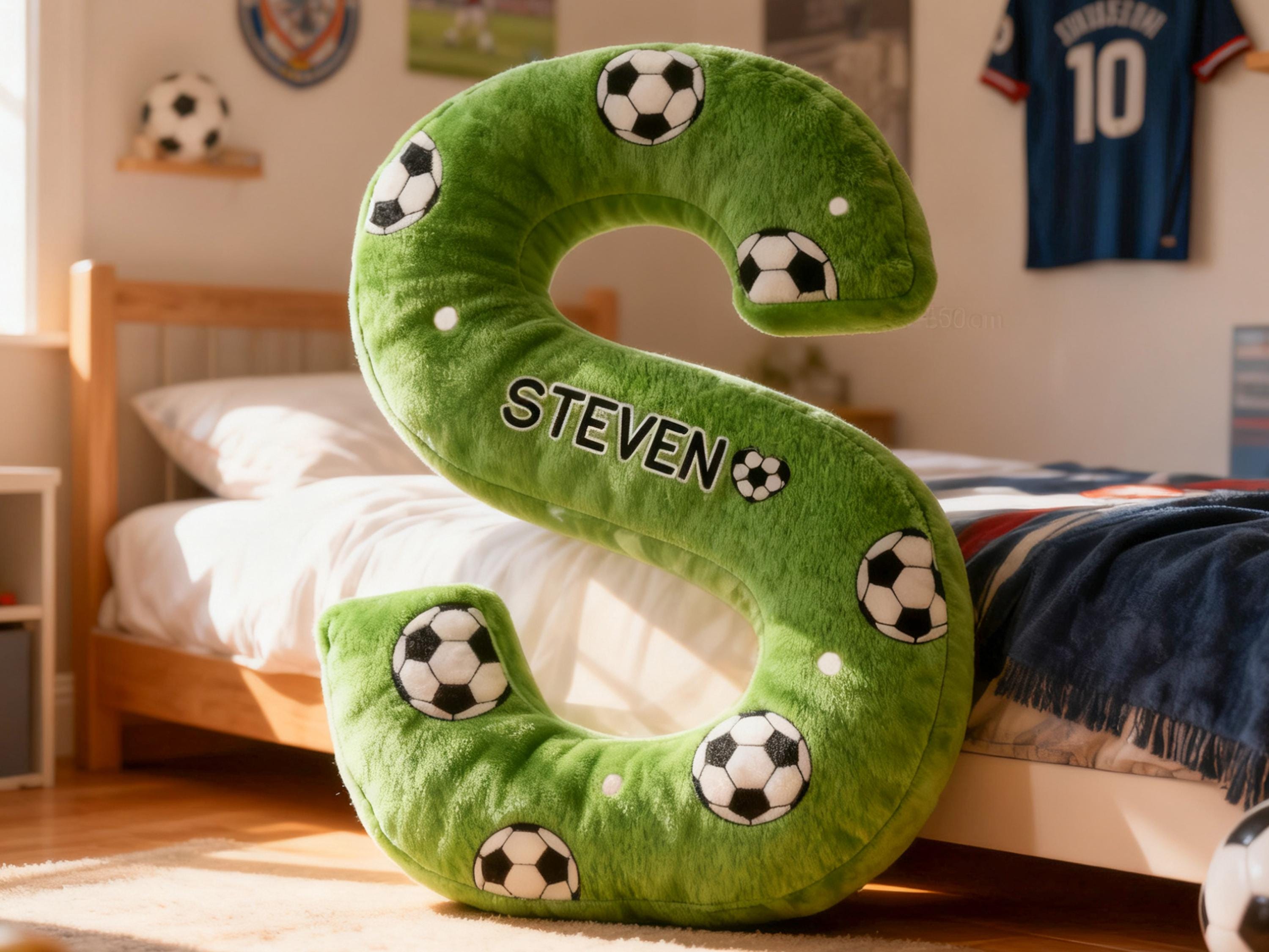 Personalized Soccer Letter Pillow,Custom Initial Pillow with name,Football Lover Fans Gift,Xmas Gift,2026 World Cup Gift for Soccer Players