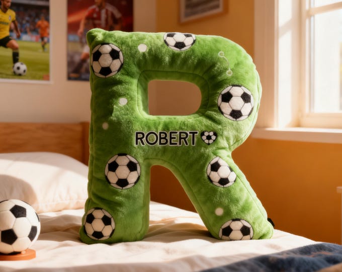 Personalized Soccer Letter Pillow,Custom Initial Pillow with name,Football Lover Fans Gift,Xmas Gift,2026 World Cup Gift for Soccer Players
