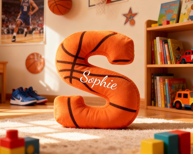 Personalized Initial Basketball Pillow with Custom Name For Basketball Lover Christmas Gifts