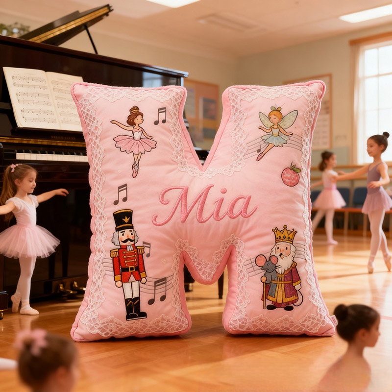 Personalized Graphic 3D Print Nutcracker Ballet Dance Pillow With Your Own Name Soft Stuffed Toy for Kids Unique Decorative Cushion for Girls' Room
