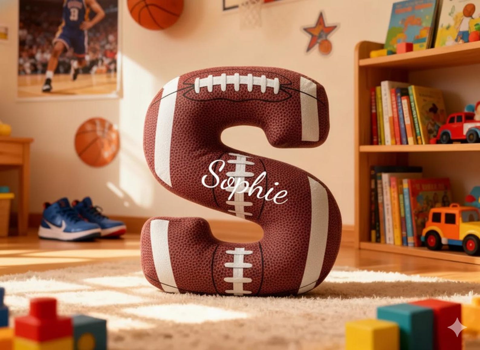 ersonalized Football Letter Pillow, Custom Initial Pillow with Name, Pillow Football Lover Player Fans Gift, Football Lovers Christmas Gift