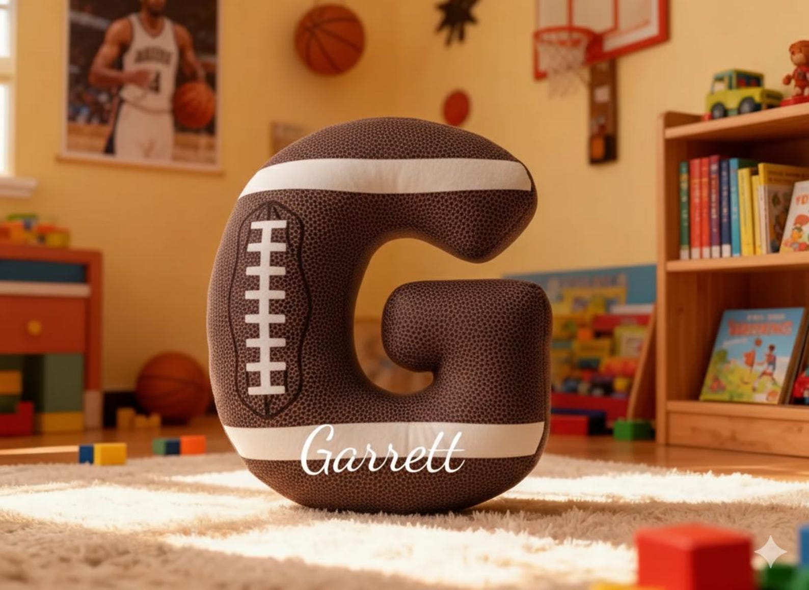 ersonalized Football Letter Pillow, Custom Initial Pillow with Name, Pillow Football Lover Player Fans Gift, Football Lovers Christmas Gift