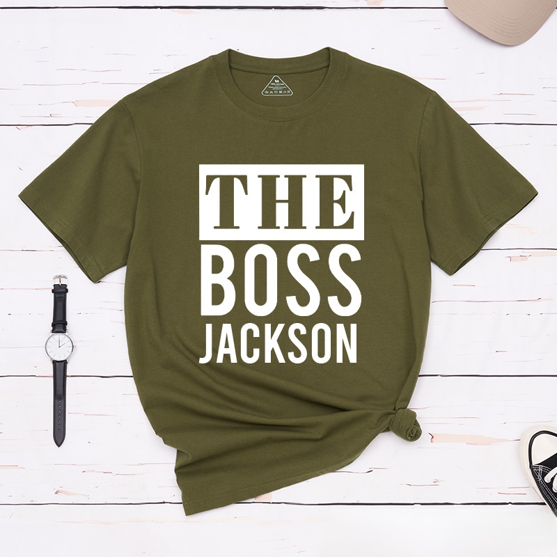Personalized Minimalist Couple The Boss and The Real Boss Matching T-Shirt Valentine's Day T-Shirt for Husband Wife Boyfriend Girlfriend Gift