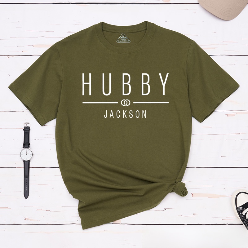 Personalized Couple Hubby and Wifey Matching T-Shirt with Name Valentine's Day T-Shirt for Husband Wife Boyfriend Girlfriend Gift