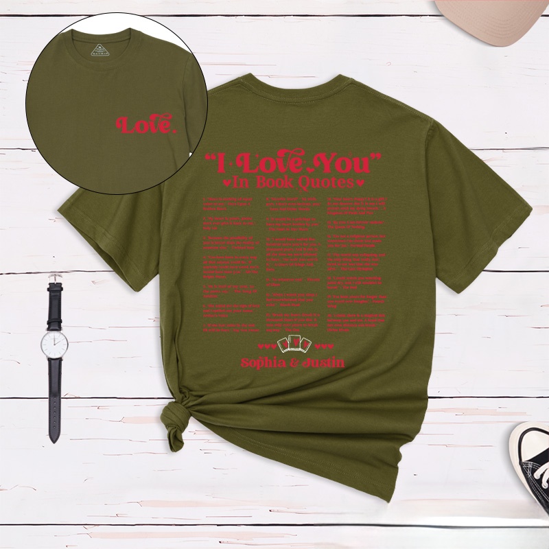 Personalized Couple I Love You in Book Quotes Matching T-Shirt Valentine's Day T-Shirt for Husband Wife Boyfriend Girlfriend Gift for Hubby Wifey