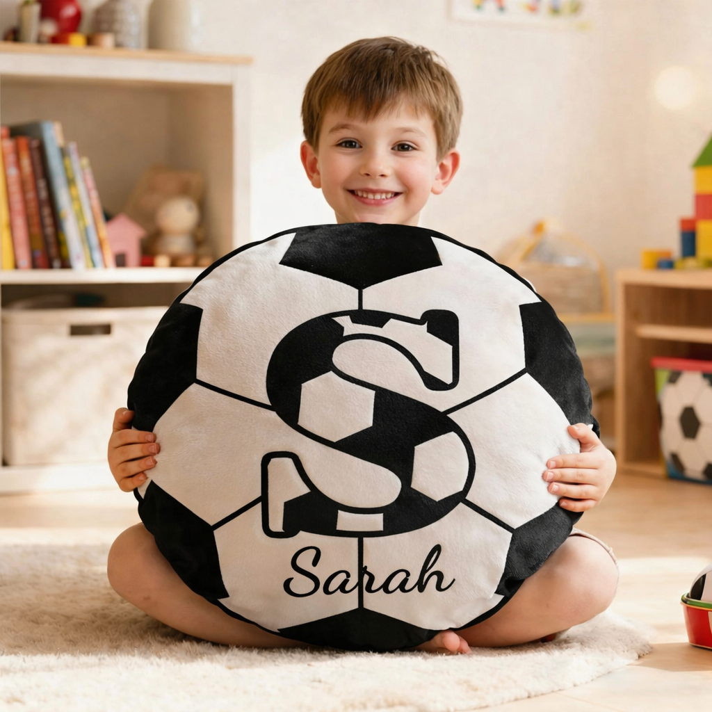 Personalized Soccer Initial Pillow with Name For Soccer Players, Fans and Sports Lovers
