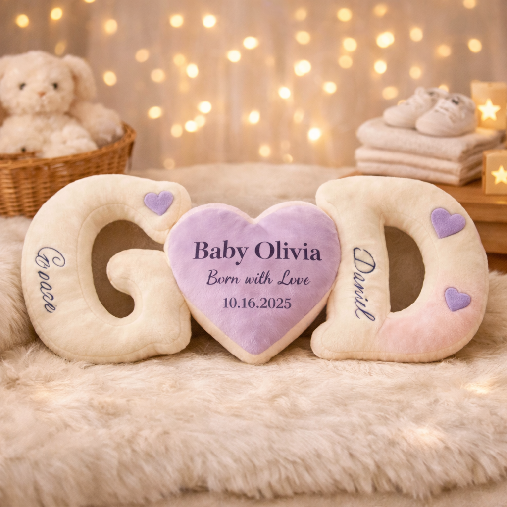 Personalized Baby Announcement Pillow Set – Custom Name & Date Newborn or Baby Shower Gift