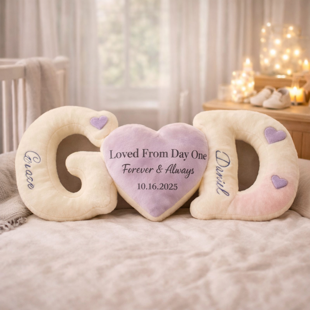 Personalized Baby Announcement Pillow Set – Custom Name & Date Newborn or Baby Shower Gift