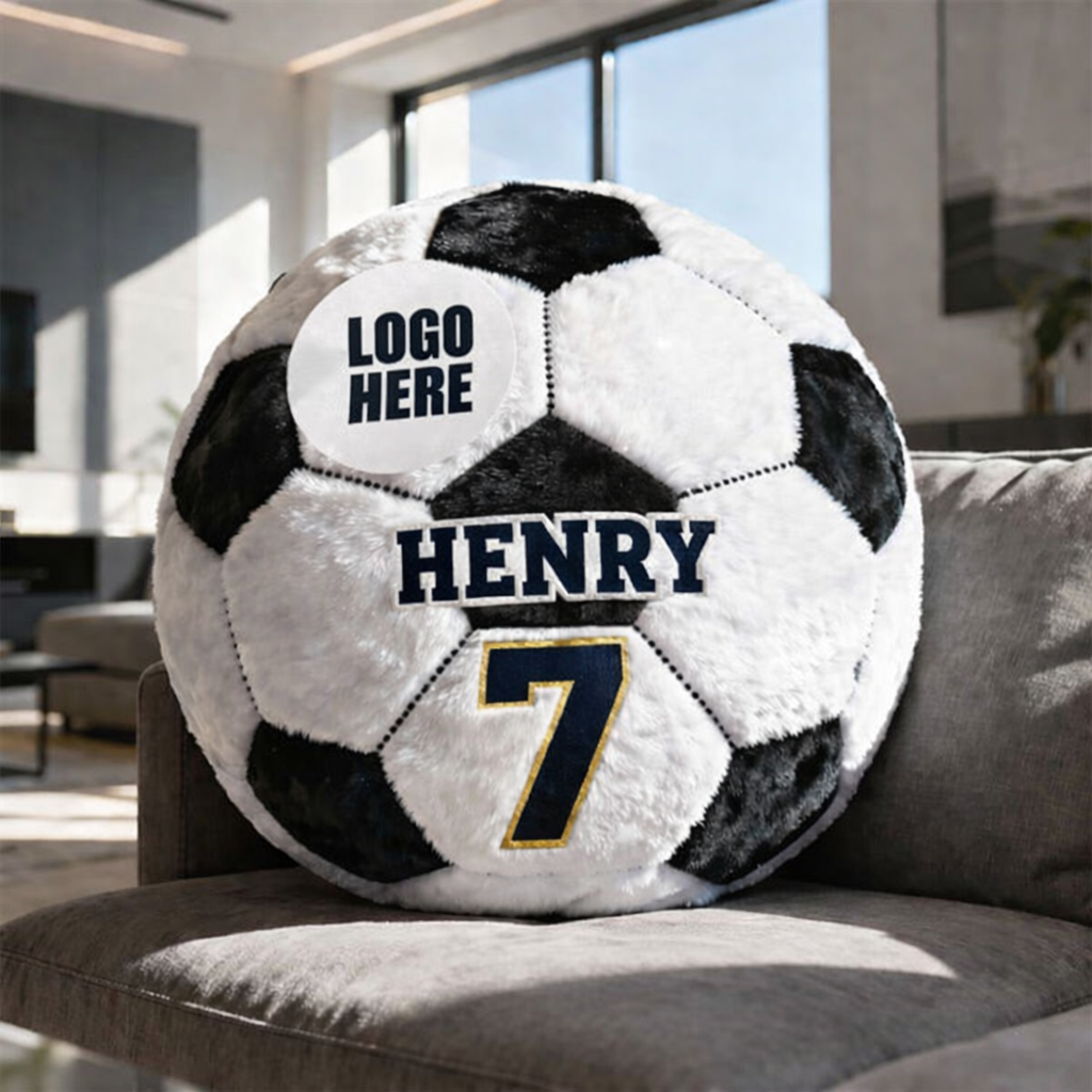 Personalized Soccer Ball Pillow with Custom Name, Number & Logo – Football Gift for Soccer Lovers