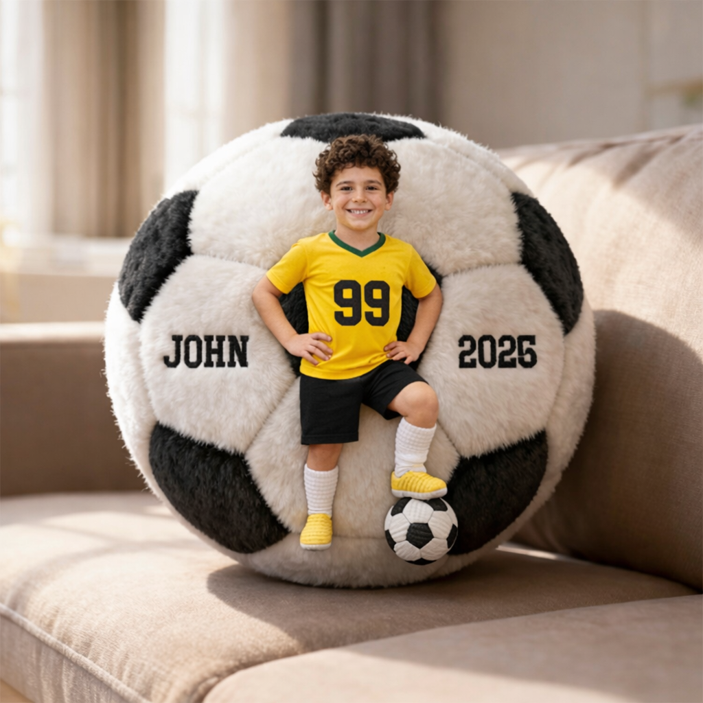Personalized Soccer Player Pillow with Custom Name and Jersey Number