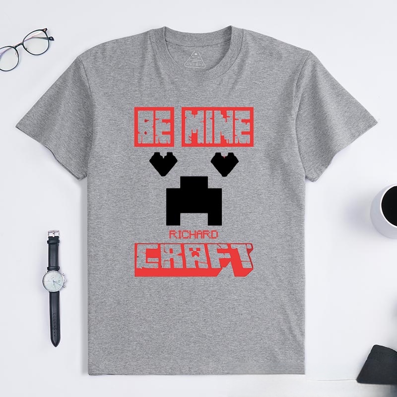 Personalized be Mine Classic T-Shirts Pixel Building Video Game Tshirt Fantasy Game Shirt