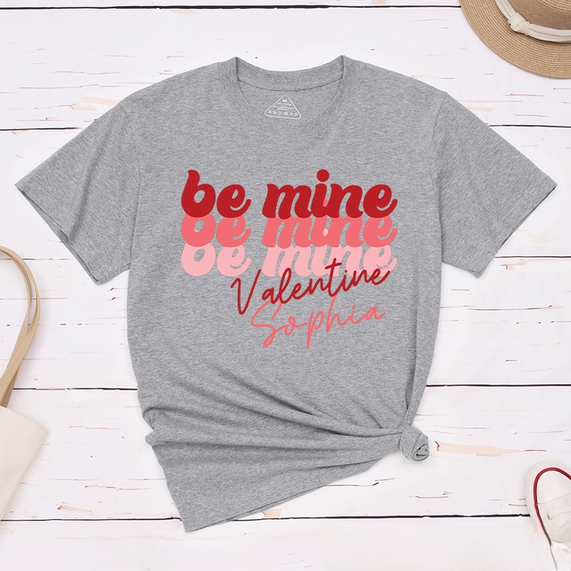Personalized Couple Be Mine Valentine Matching T-Shirt Valentine's Day T-Shirt for Husband Wife Boyfriend Girlfriend Gift for Hubby Wifey