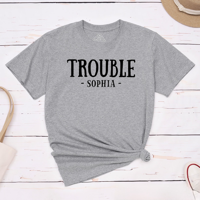 Personalized Couple Where I Go Trouble Follows Matching T-Shirt Valentine's Day T-Shirt for Husband Wife Boyfriend Girlfriend Gift for Hubby Wifey