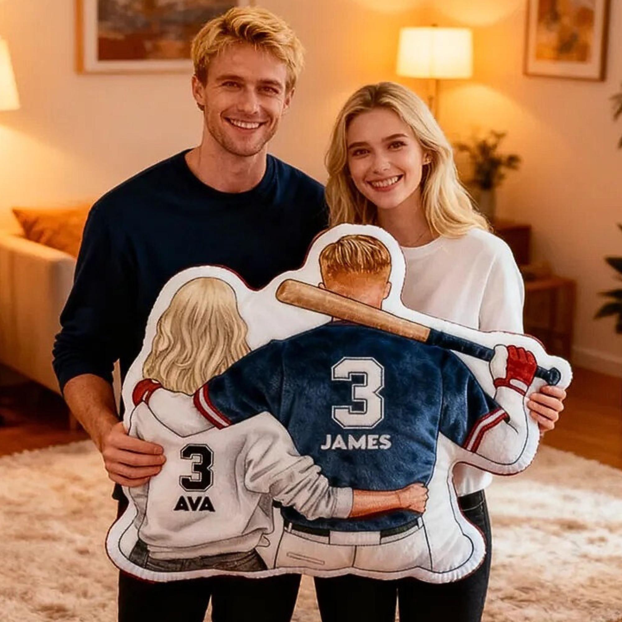 Personalized Baseball Couple Pillow with Names & Numbers, Custom Sports Couple Cushion, Baseball Lover Gift for Couples, Gift For Her