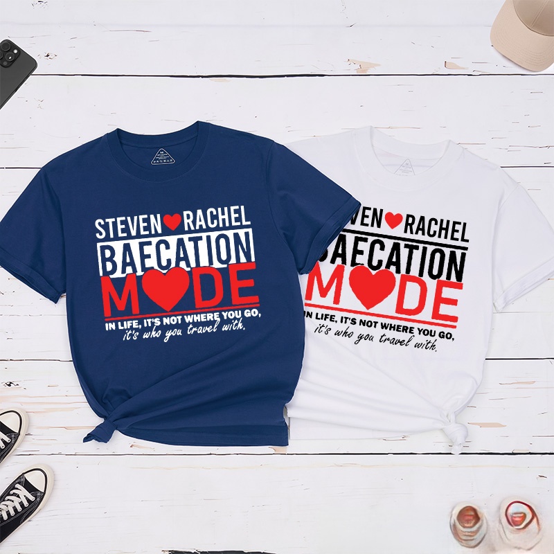 Personalized Couple Baecation Mode Matching T-Shirt Valentine's Day Classic T-Shirt for Husband Wife Boyfriend Girlfriend Gift for Wifey Hubby