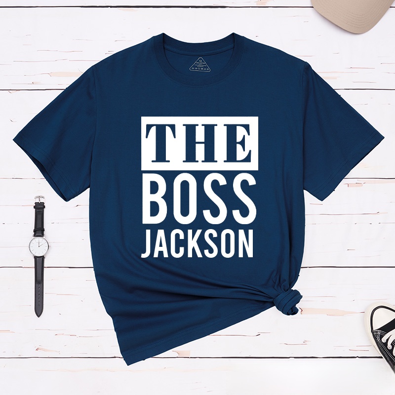 Personalized Minimalist Couple The Boss and The Real Boss Matching T-Shirt Valentine's Day T-Shirt for Husband Wife Boyfriend Girlfriend Gift