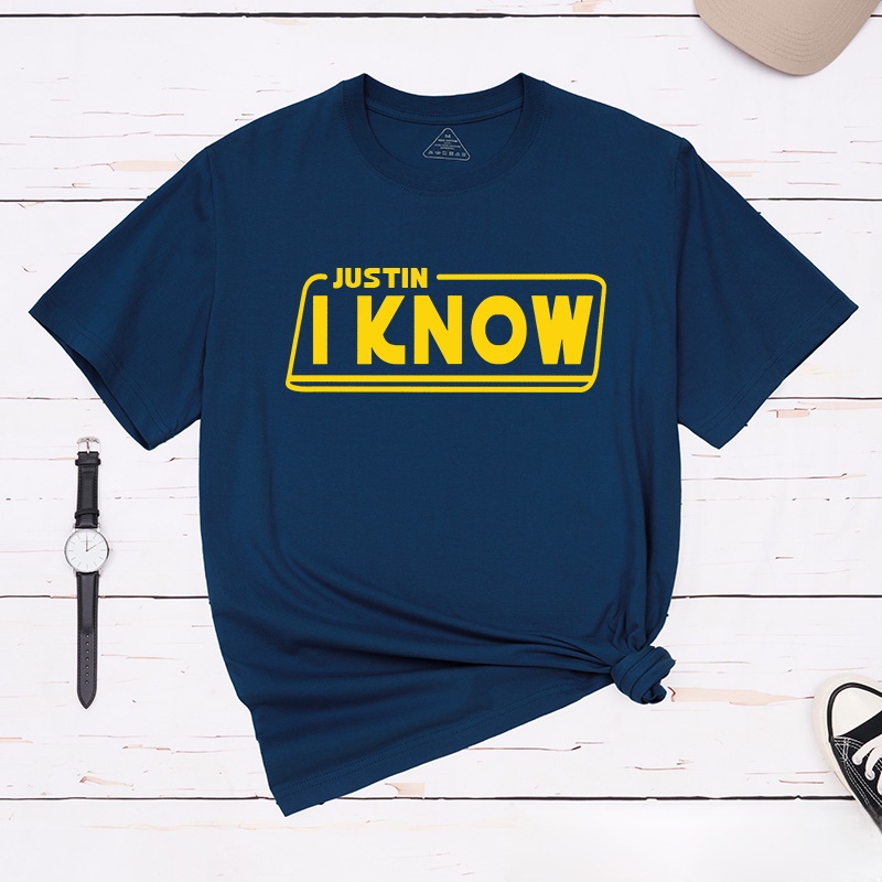 Personalized Couple Iconic I Love You and I Know Matching T-Shirt with Name Valentine's Day T-Shirt for Husband Wife Boyfriend Girlfriend Gift