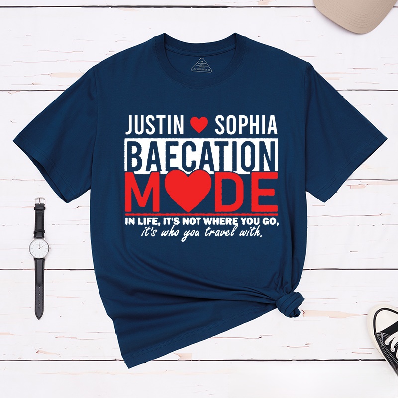Personalized Couple Baecation Mode Matching T-Shirt Valentine's Day Classic T-Shirt for Husband Wife Boyfriend Girlfriend Gift for Wifey Hubby