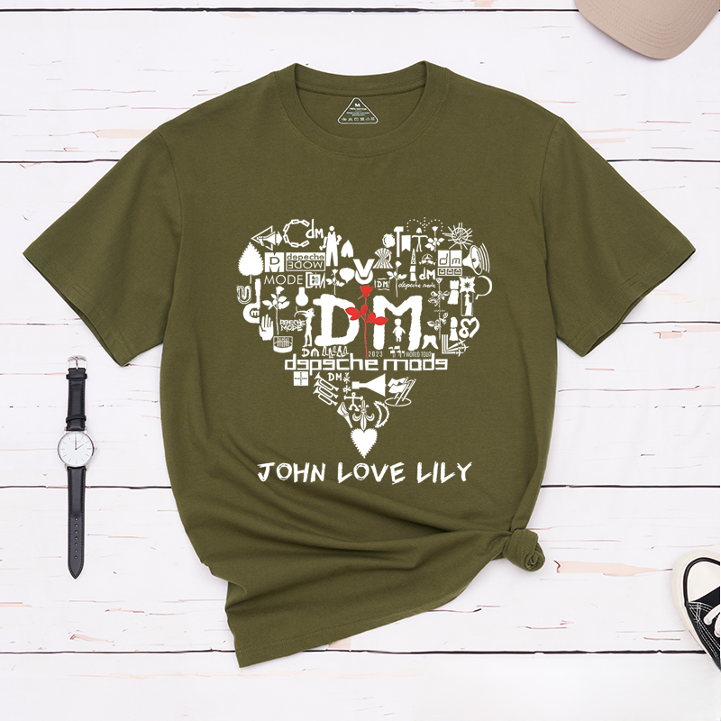 Personalized Classic T-Shirts Heart and Rose and Romantic Minimalist Graphic Tee Love-Inspired Design Perfect Gift for Valentine's Day