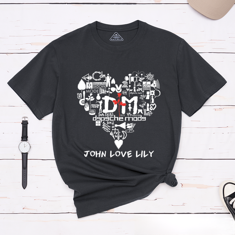 Personalized Classic T-Shirts Heart and Rose and Romantic Minimalist Graphic Tee Love-Inspired Design Perfect Gift for Valentine's Day